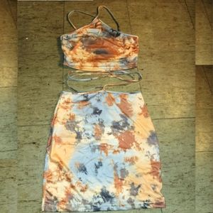 Two-piece cross skirt & crop top set